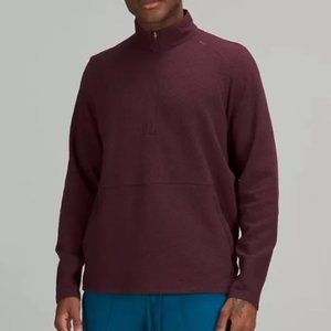 Men's Lululemon At Ease Half Zip Long Sleeve Heathered Classic Burgundy Size: L